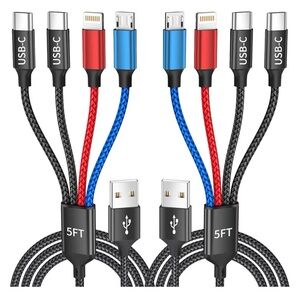 Dual Type-C 4 in 1 Multi Charging Cable for Multiple Devices with 2 USB-C/IP//Mi